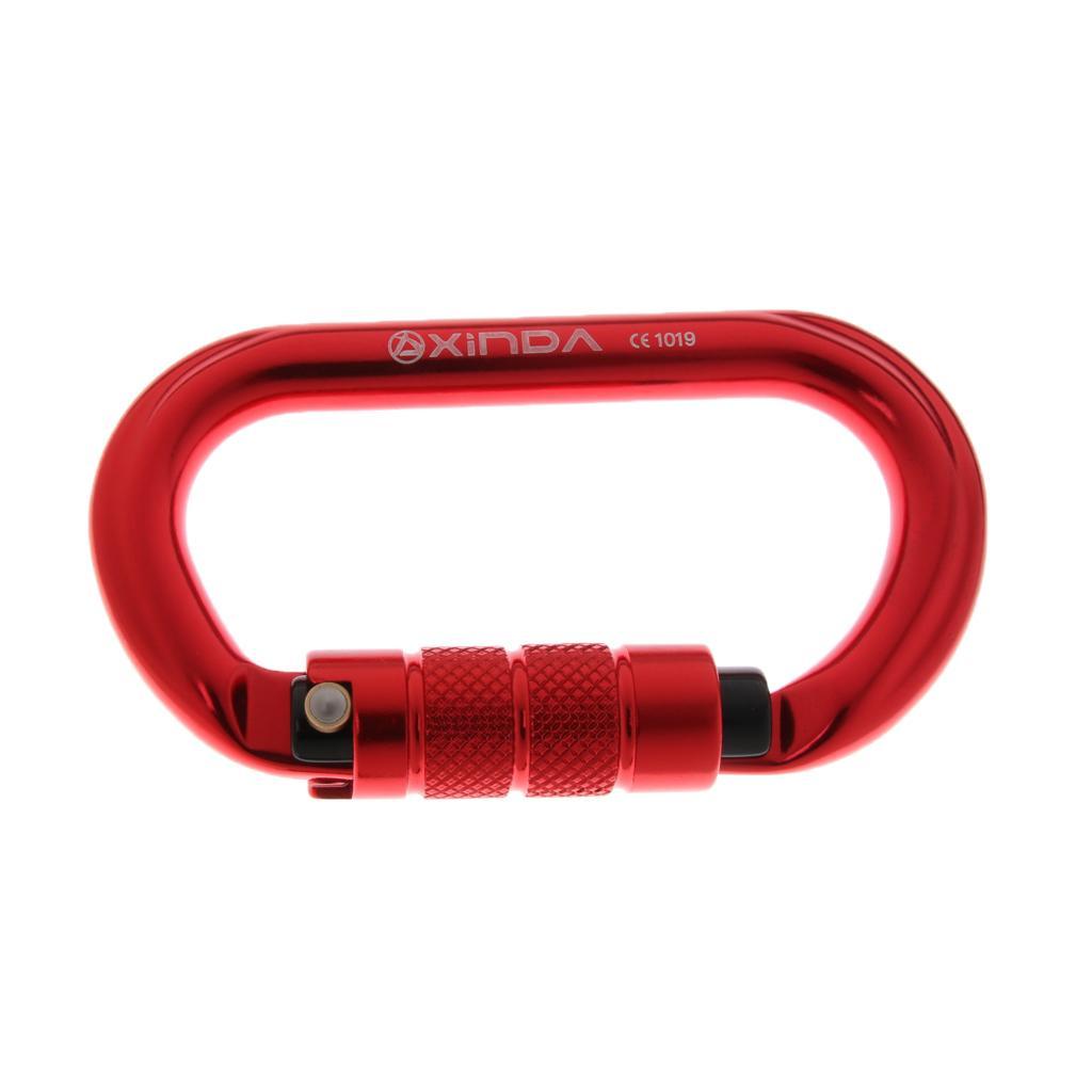 Oval Climbing Carabiner 25KN Aluminum Auto Locking Carabiner red