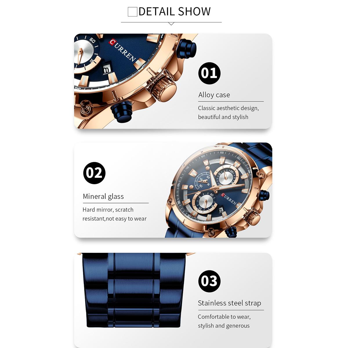 Đồng hồ CURREN 8360 Luxury Business Classic Quartz đeo tay phát sáng chống nước 3ATM,không gỉ