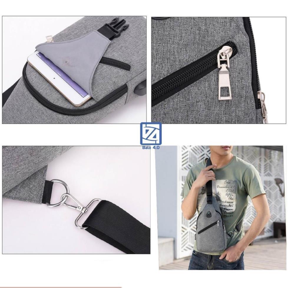Túi đeo chéo nam nữ thời trang 4 ngăn có cổng USB 208204