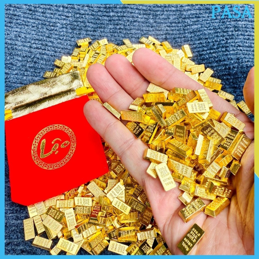 Combo 2 Thỏi Vàng Mini Dài 1.2Cm Chất Liệu Hợp Kim Trang Trí Tài Lộc