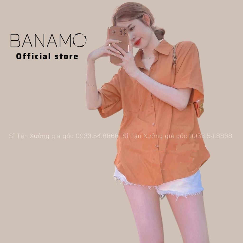 Áo sơ mi cộc tay 3 màu hàng thiết kế thời trang Banamo Fashion sơ mi cộc tay 3 màu 3932