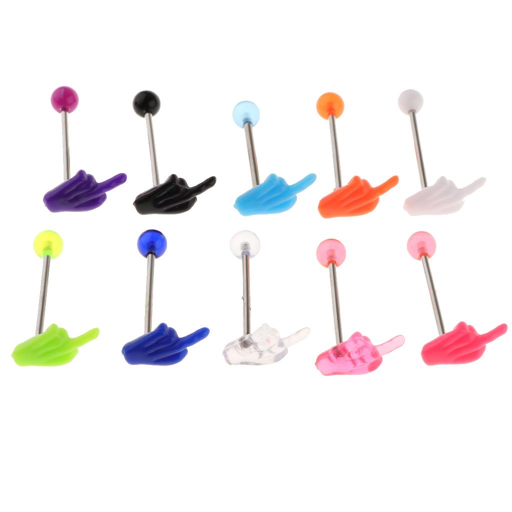 10Pcs Stainless Steel Lip Chin Labret Bar Tongue Ring Stud Tragus Piercing