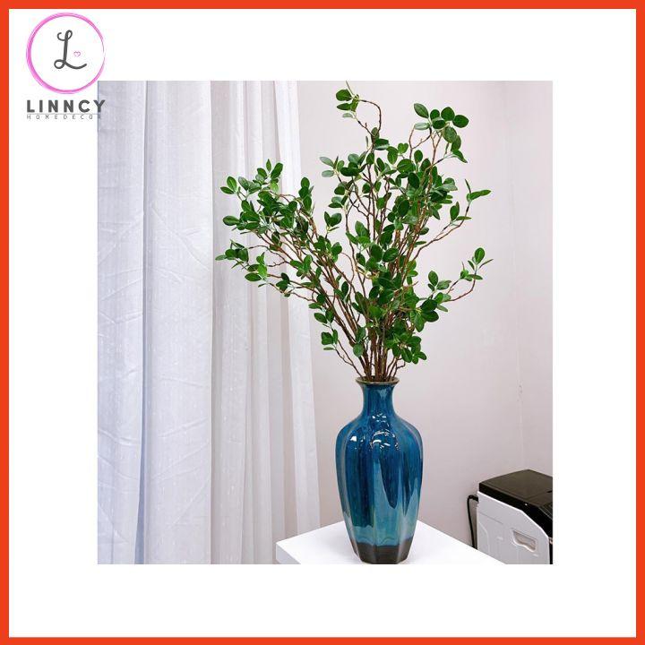 Bình cắm cành đào tết, bình cắm thanh mai, lựu đỏ, chanh mỹ cao 33cm, bình sứ men hỏa biến trang trí