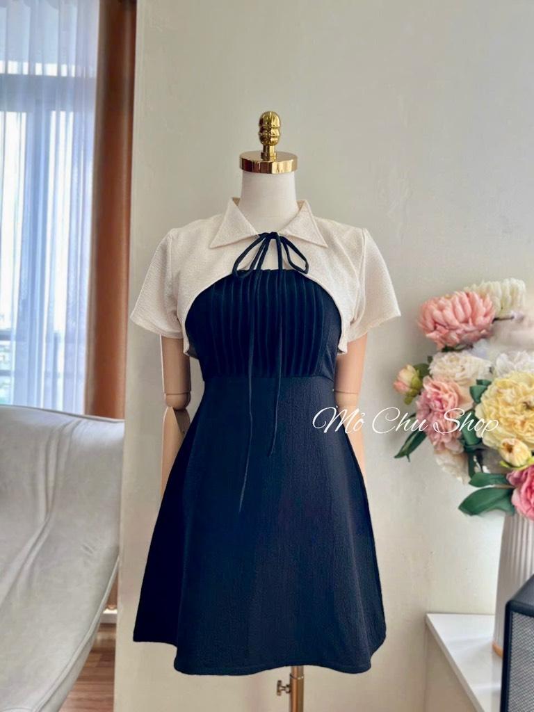 Đầm xòe 2 dây kèm áo khoác lửng cina dress