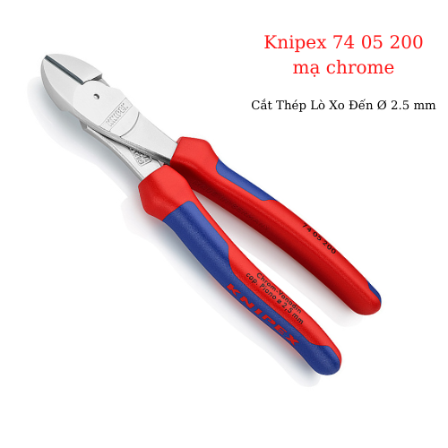 Kìm Cắt Thân Chéo Knipex 74 05 200 Dài 200mm Cắt Thép Ø 4.2 mm mạ chrome hạn chế gỉ - Sản Xuất Tại Đức