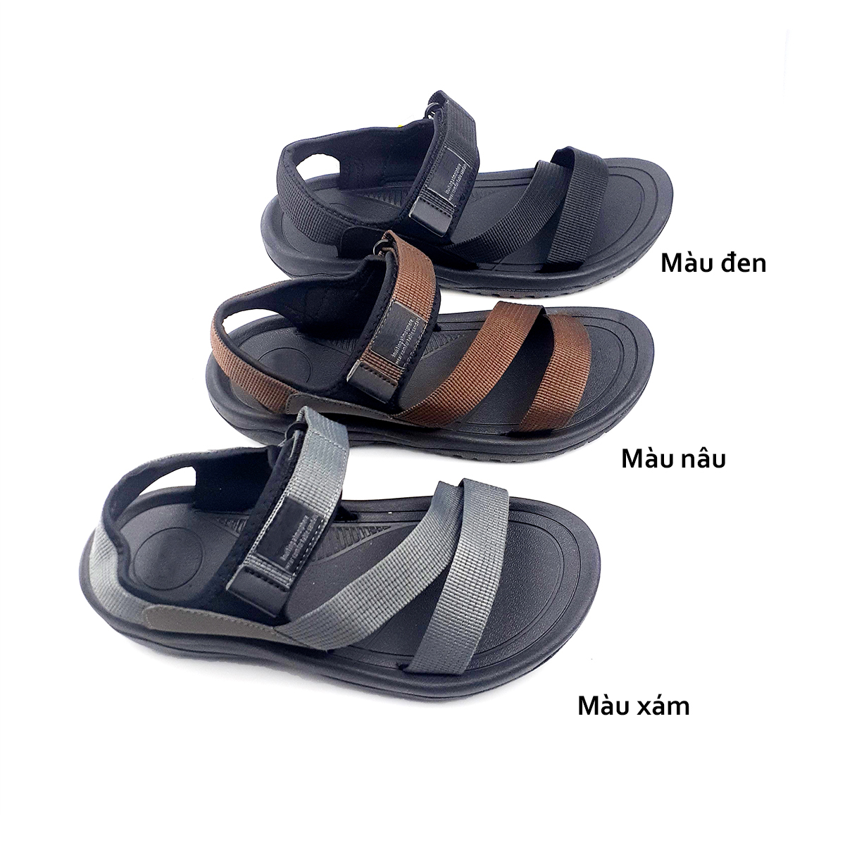 Giày sandal nam quai chéo vải dù màu đen S048