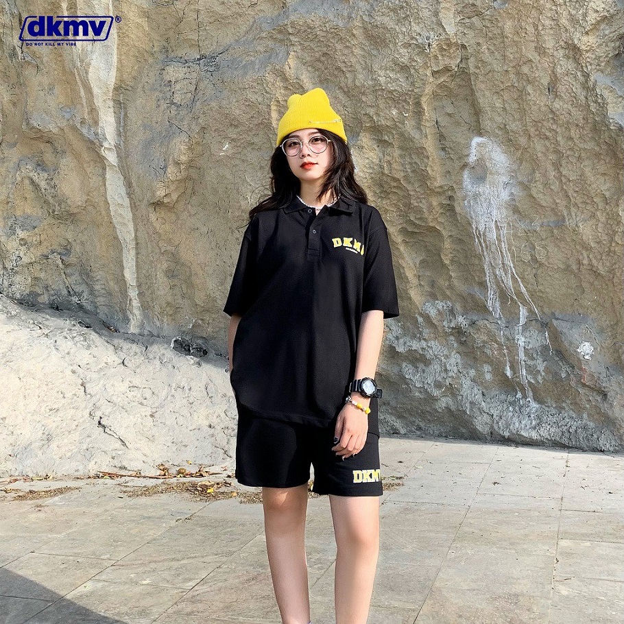 Áo polo nữ form rộng màu đen | DKMV Polo Academy - BLACK