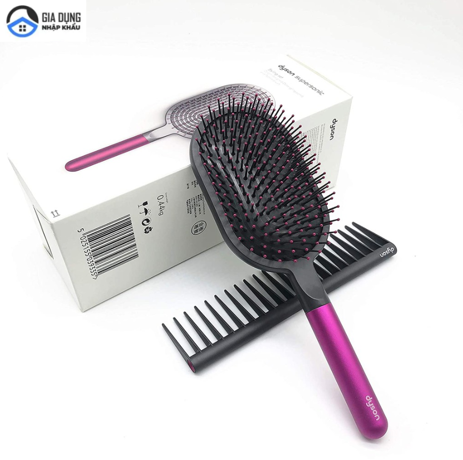 Bộ Lược Chải Tóc Dyson, Dyson Comb, Dyson Brush Kit, Set Lược Gồm 1 Lược Đệm Không Khí, 1 Lược Răng Rộng, Hàng Nhập Khẩu