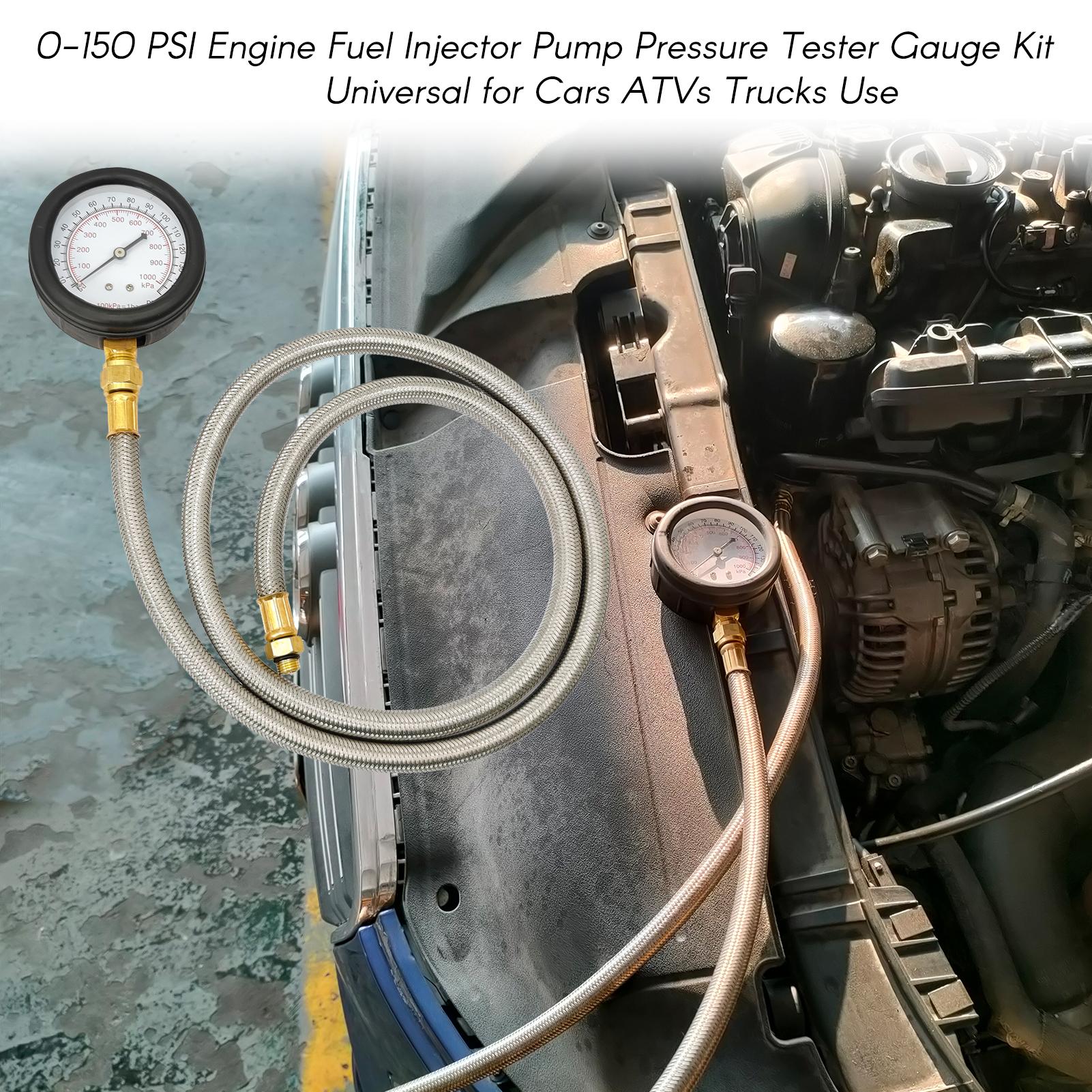 0-150 PSI Engine Fuel Injector Pump Pressure Tester Gauge Kit Oil Pressure Tester Tool Kit for Cars ATVs Trucks Use