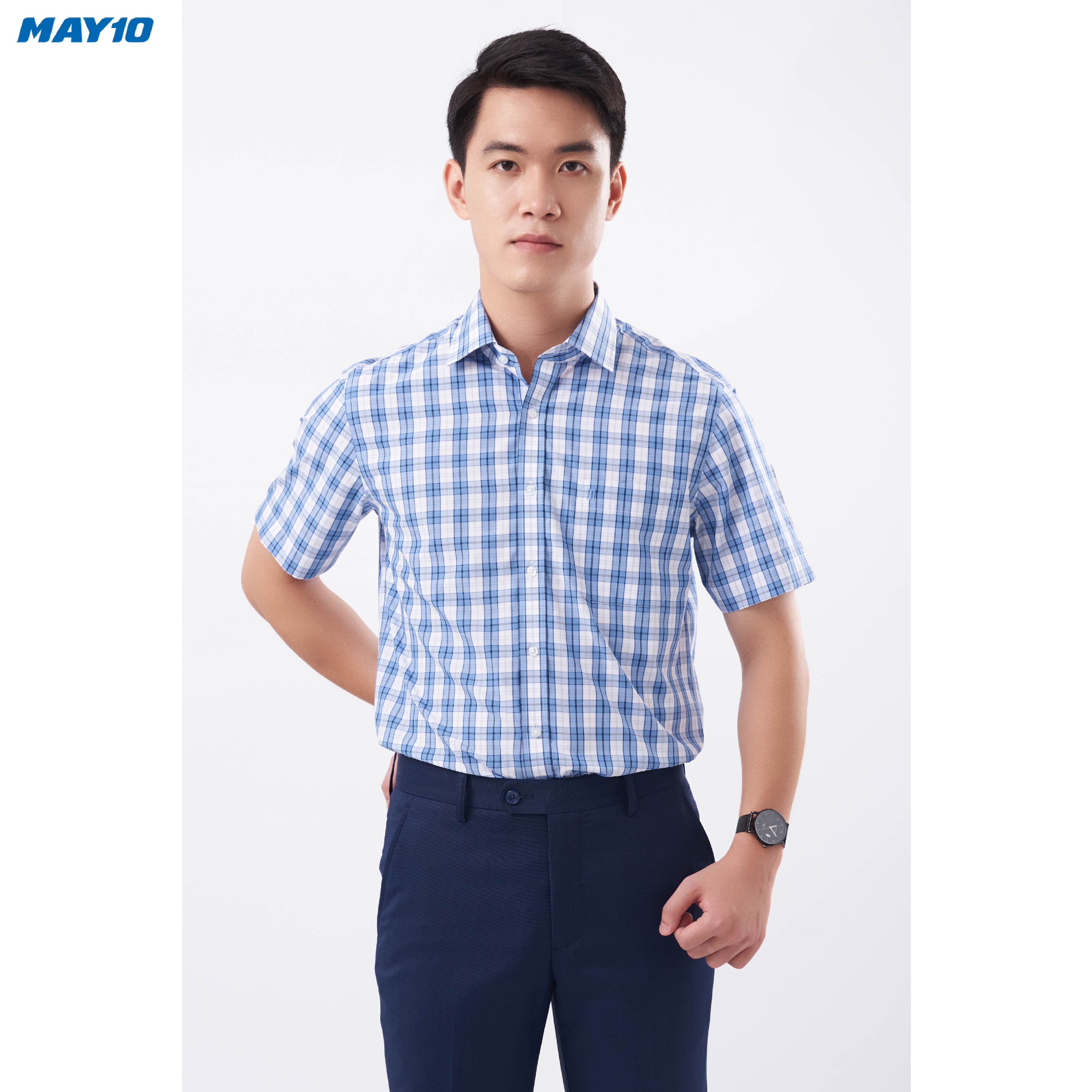 Sơ mi nam cộc tay May 10 form RegularFit mã 010121127 AK156