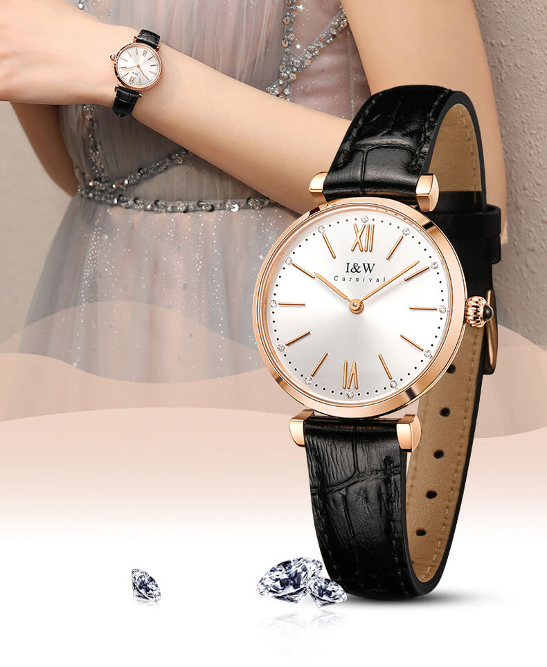 Đồng hồ nữ chính hãng IW CARNIVAL IW562L-1 Kính sapphire ,chống xước ,Chống nước 30m ,Bảo hành 24 tháng,Máy điện tử(Pin),dây da cao cấp, thiết kế đơn giản dễ đeo