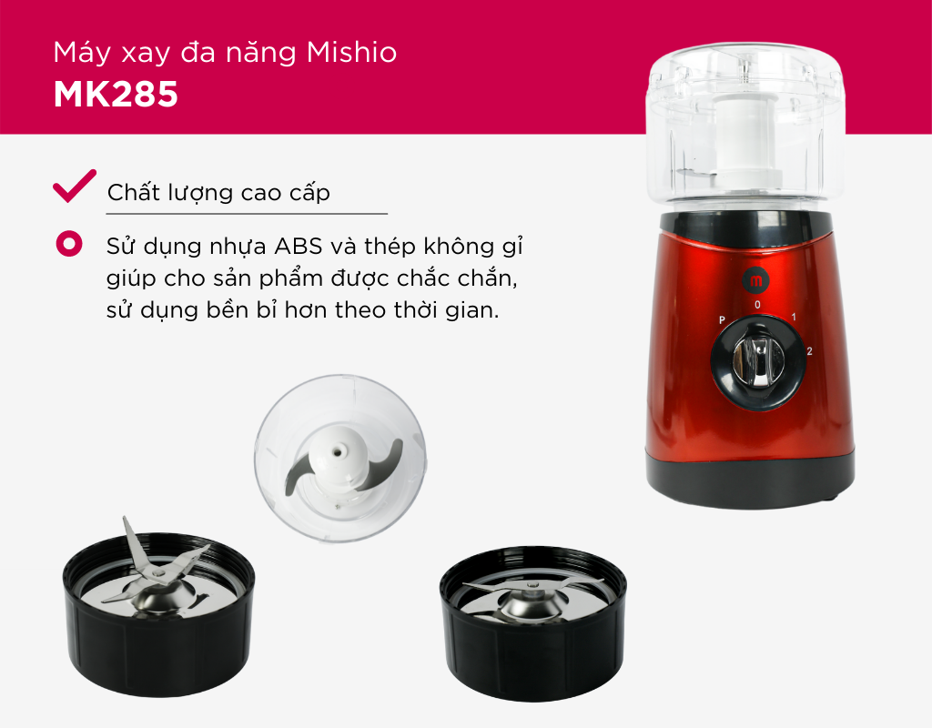 Máy xay đa năng nhiều cối Mishio MK285 - Hàng chính hãng