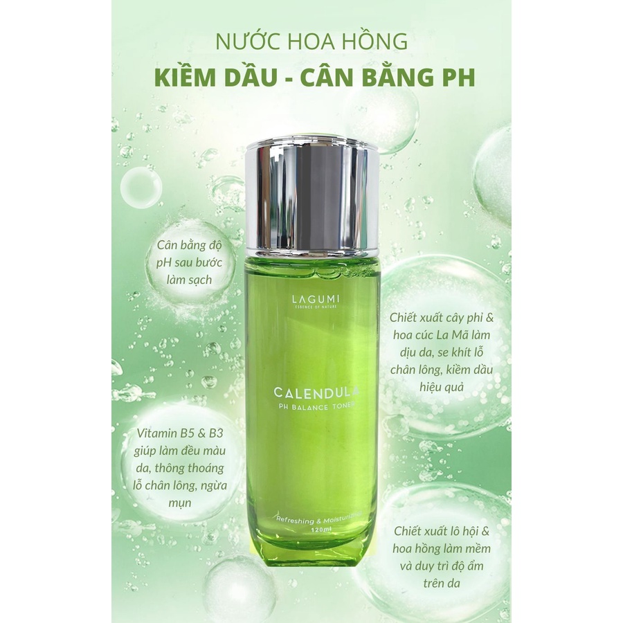 Nước hoa hồng cân bằng pH làm mềm và dịu da Lagumi Calendula 120ml