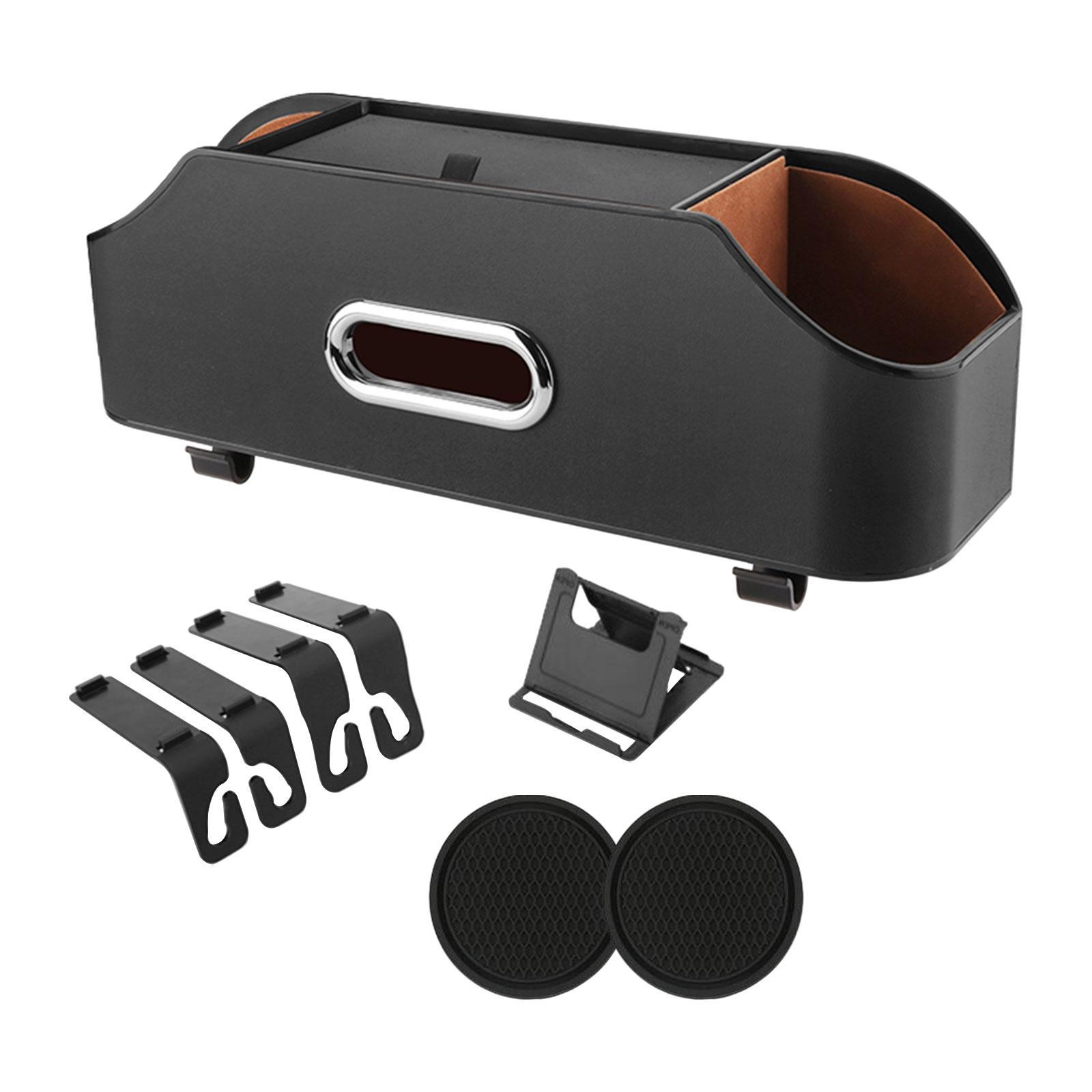 Car Headrest Seat Hanging Organizer with 2 Coasters Cup Holder Napkin Holder Durable 34.8x12x9.3cm Tear Resistant Waterproof Multifunctional