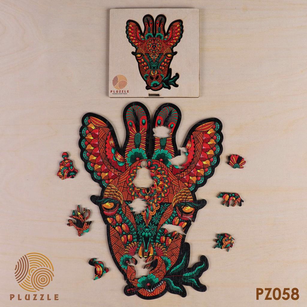 PLUZZLE Bộ xếp hình gỗ đồ chơi puzzle ghép hình con vật độc đáo - Hươu Cao Cổ – PZ058