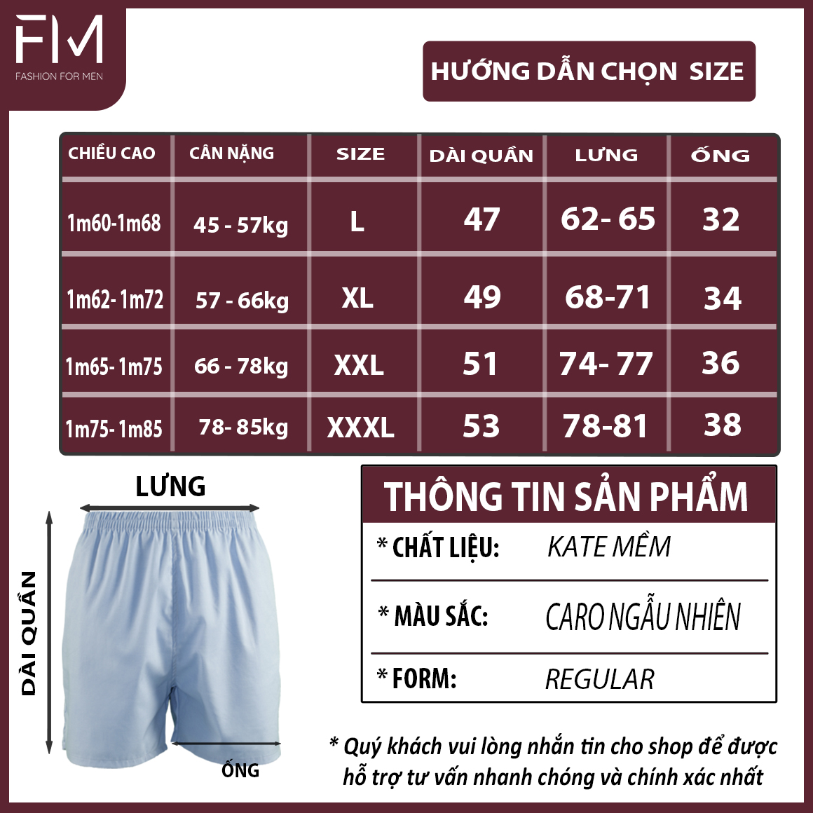 Bộ 4 quần đùi nam, quần short mặc nhà kate caro nhiều màu , mềm mịn - FORMEN SHOP- FMTT002