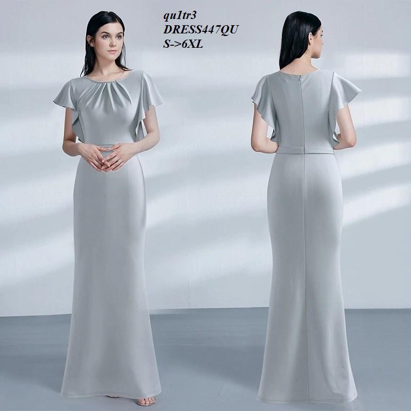 DRESS363 ĐẦM MAXI DỰ TIỆC XÁM TAY CÁNH TIÊN