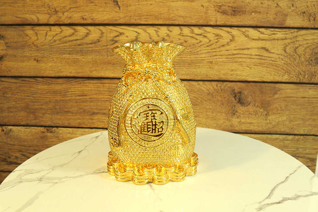 Khai trương cửa hàng nên tặng gì - Túi tiền mạ vàng 24K cao cấp chiêu tài tấn bảo
