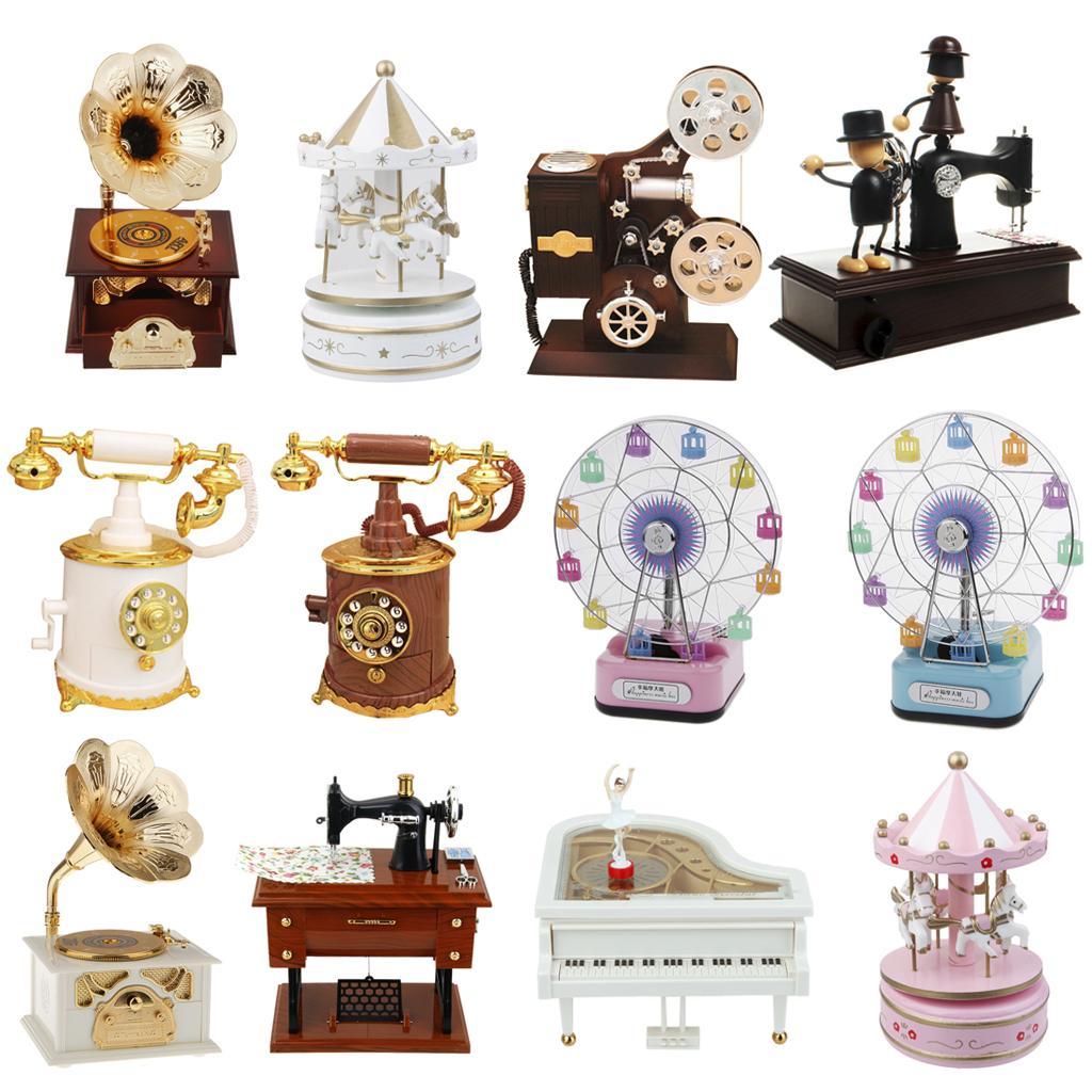 Retro Wind Up Gramophone Phonograph Shape Art Disc Music Box Decoration Toys Gift