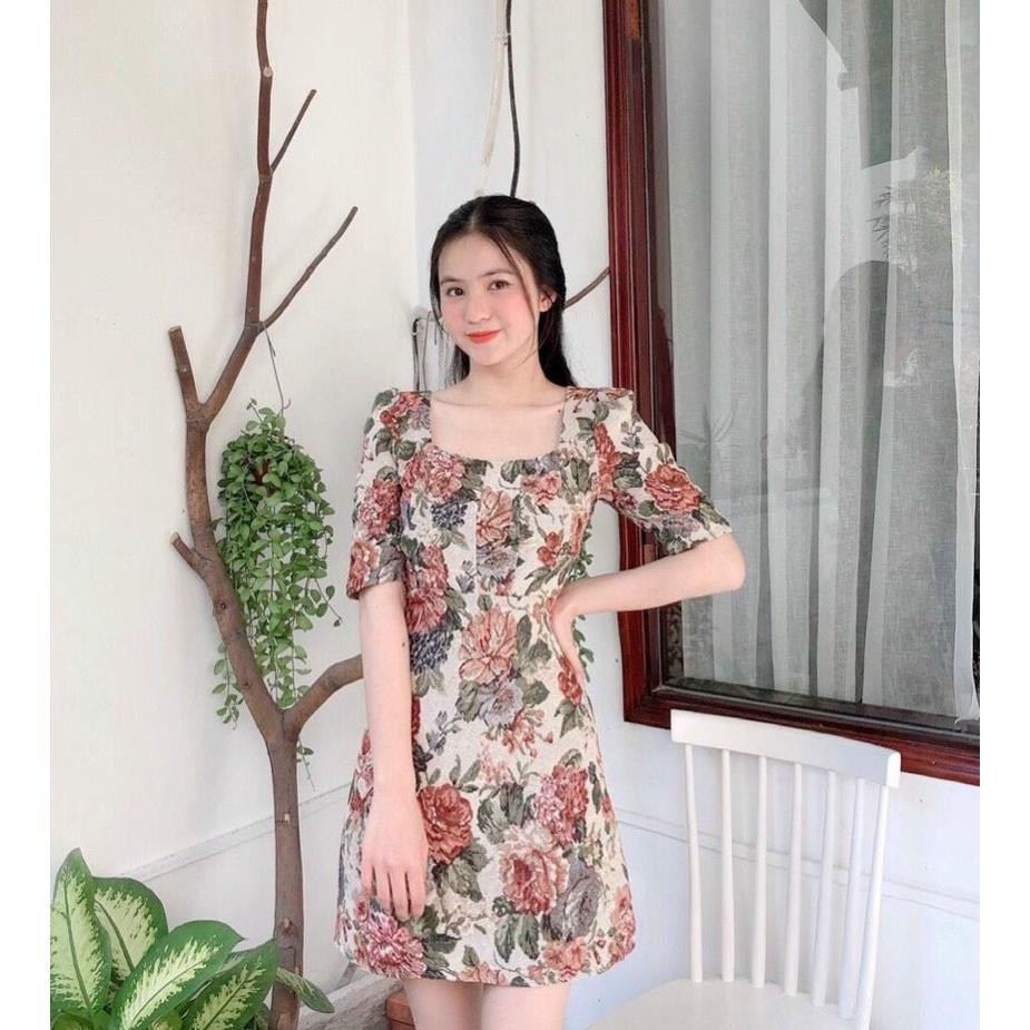 Đầm Gấm Hoa Màu Sắc Nhẹ Nhàng