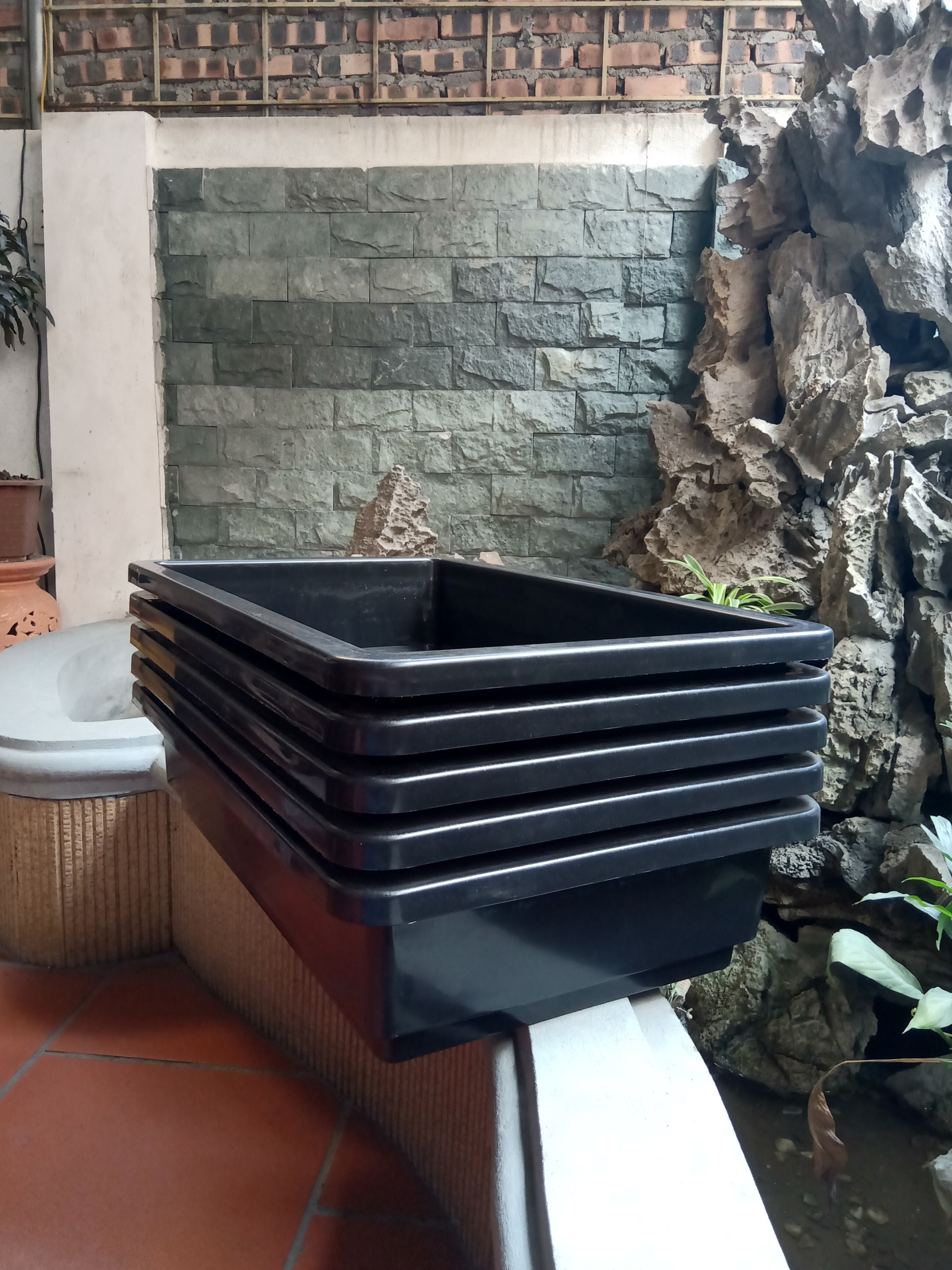 Combo 5 chậu trồng rau thông minh 2 đáy màu đen 67x43x15 cm