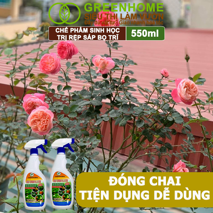 Chế Phẩm Sinh Học Greenhome, Oau Spray, Chai 550Ml, Trị Nhện Đỏ, Rệp Sáp, Bọ Trĩ Cây Trồng