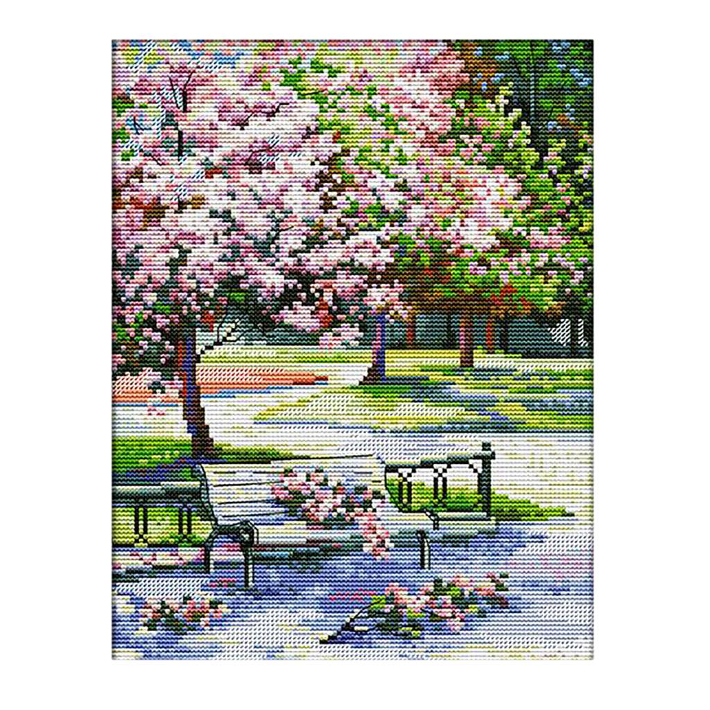 Embroidery Cross Stitch Kits Pre-Printed Pattern Needlework - Spring Scene