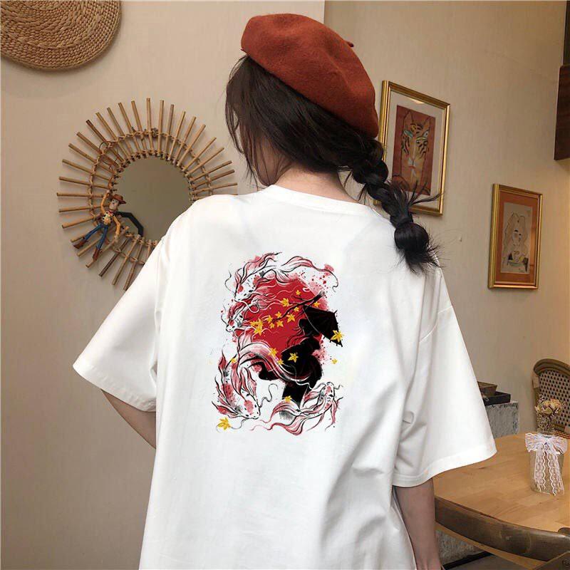 Áo thun tay lỡ form rộng họa tiết phong cách Nhật Bản vải dày mịn 2020T2478