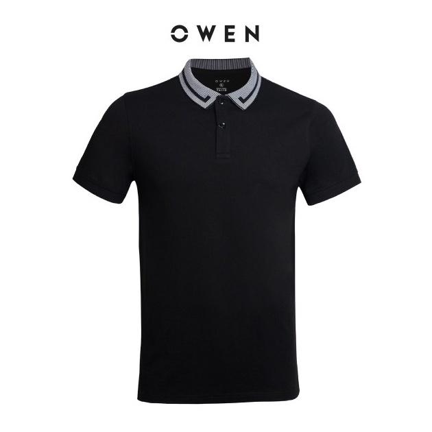 OWEN - Áo polo nam Owen chất cotton màu ĐEN 231344 - Áo thun ngắn tay có cổ nam