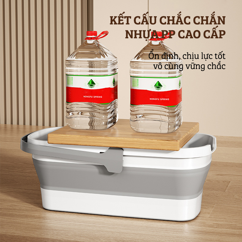 Xô Nhựa Cao Cấp Gấp Gọn Đa Năng Damas, Xô Nước Lau Nhà Vệ Sinh Nhà Cửa  - Chất Liệu Nhựa PP An Toàn Cho Người Tiêu Dùng - Dung Tích 6L Phù Hợp Với Nhiều Nhu Cầu Sử Dụng: Rửa Xe, Câu Cá, Để Đồ Đạc,...Thiết Kế Kèm Quai Xách Tay Thuận Tiện Di Chuyển