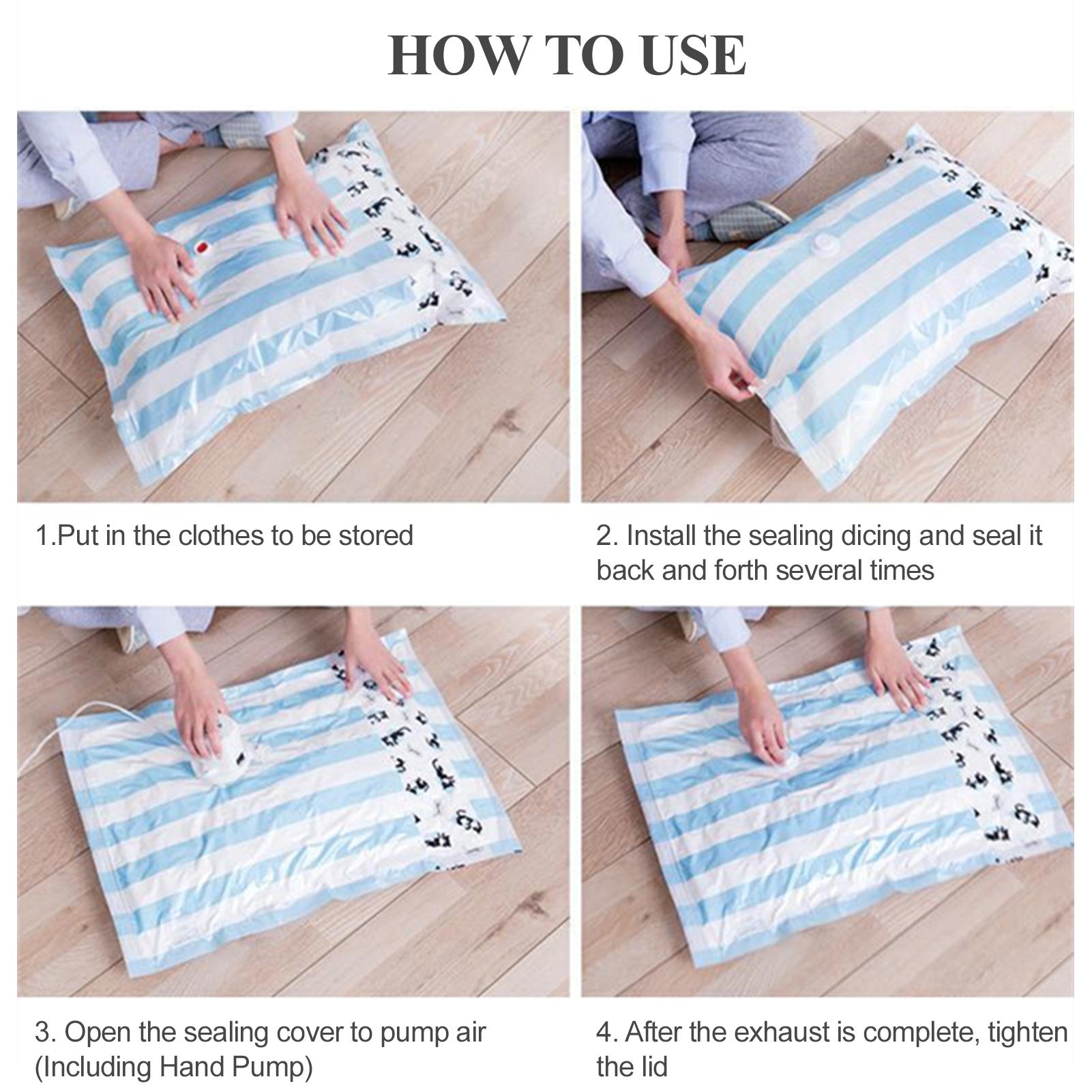 10 Túi hút chân không dày tiết kiệm không gian cho chăn quần áo có thể tái sử dụng kèm bơm tay