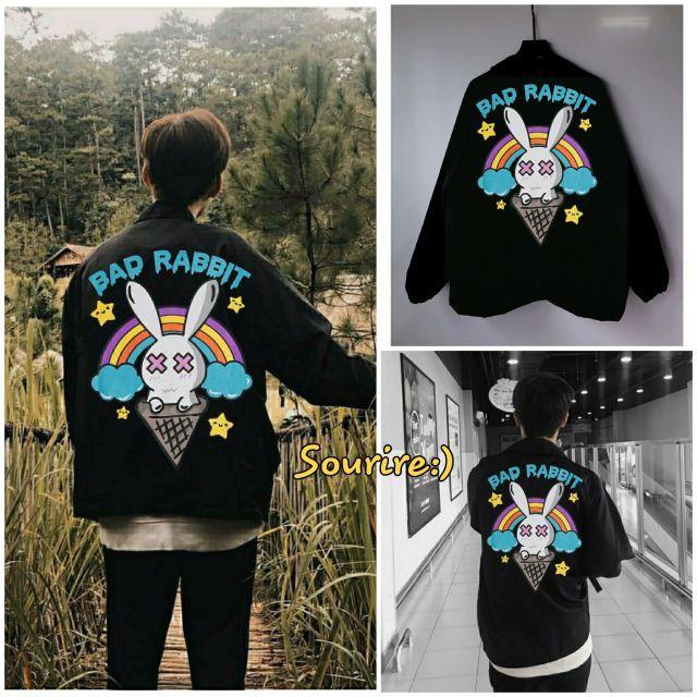 Áo Khoác Rabbit Ice Cream Jacket Unisex Form Rộng Cổ Bẻ Dù 2 Lớp Dáng Jacket