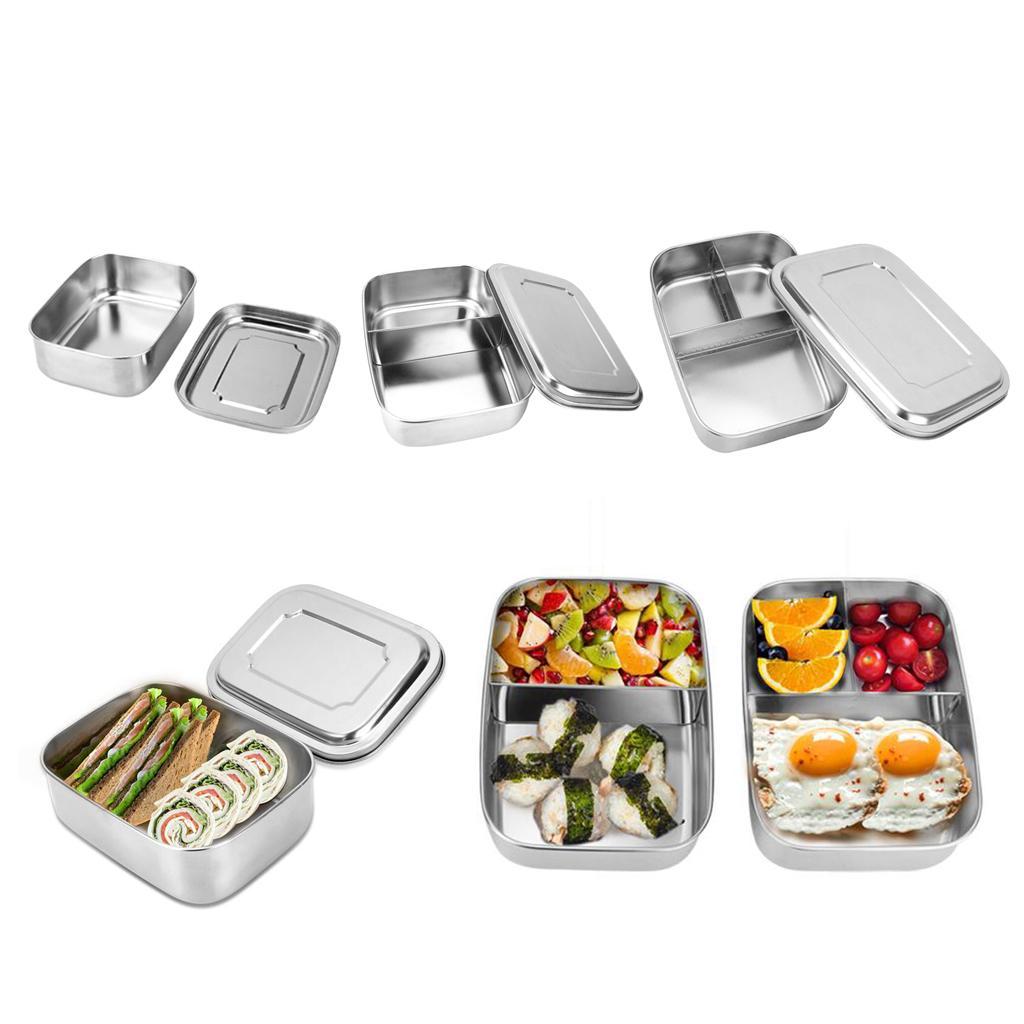 Portable Stainless Steel Bento Lunch Box Dinner Snacks Food Container