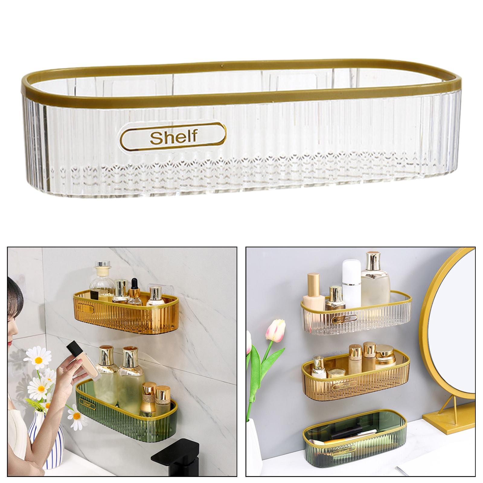 Wall Mount Shower Caddy Basket Shelf Cosmetic Organizer Floating Shelf for