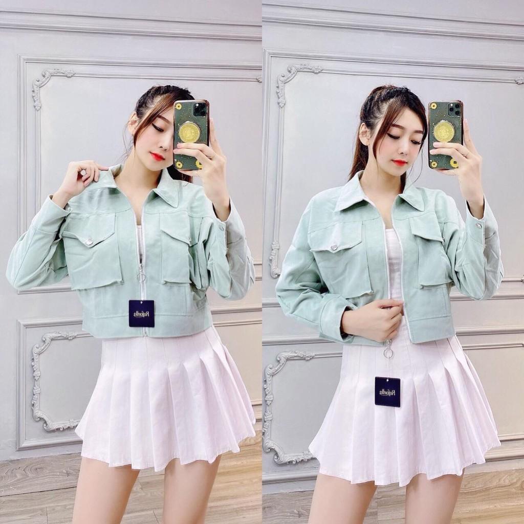 ÁO KHOÁC NHUNG BỐ LỤA QUẢNG CHÂU CAO CẤP, ÁO KHOÁC CROPTOP LỬNG CÁ TÍNH