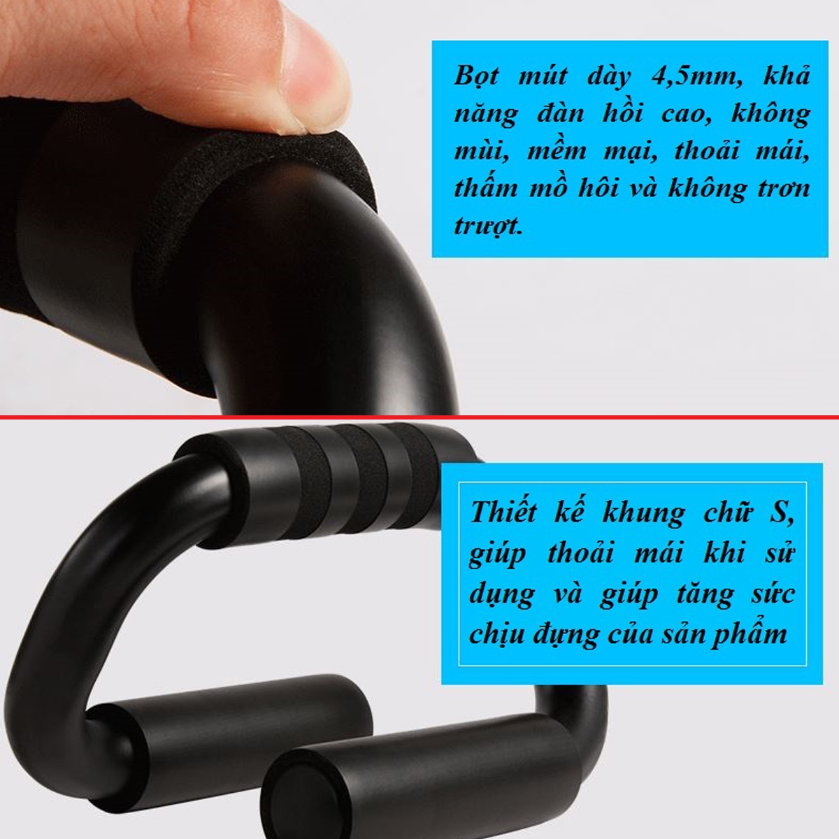 Dụng Cụ Tập Hít Đất Cầm Tay Thép Cứng Cao Cấp – Đen - mi02 - Dụng Cụ Chống Đẩy miDoctor