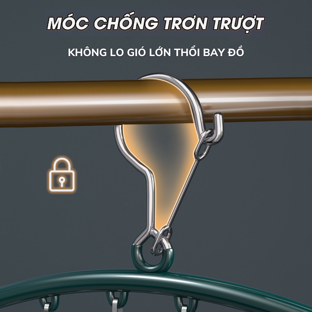 Móc Treo Quần Áo, Combo 3 Móc Phơi Đồ Chống Rơi, Mỗi Móc Có 10 Kẹp, Móc Treo Đồ Lót, Tất Vớ