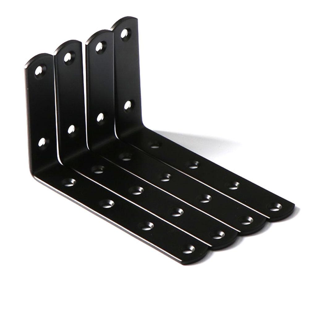 Đầu nối góc thép không gỉ góc kệ góc đa chức năng 90 độ cho kệ khung tường, giá đỡ kệ, kệ góc, đồ nội thất bằng gỗ, 4 miếng kệ kệ 125x75 màu đen 125x75