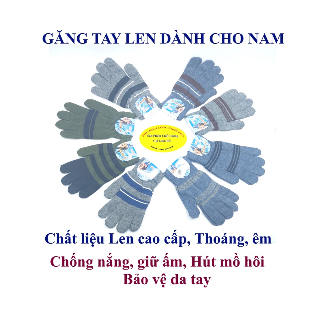 Găng tay len Bao tay len cao cấp cho Nam Bít ngón Sọc ngang Nhãn HERO G Cotton Size L Chống nắng Bảo vệ da tay Sx tại VN