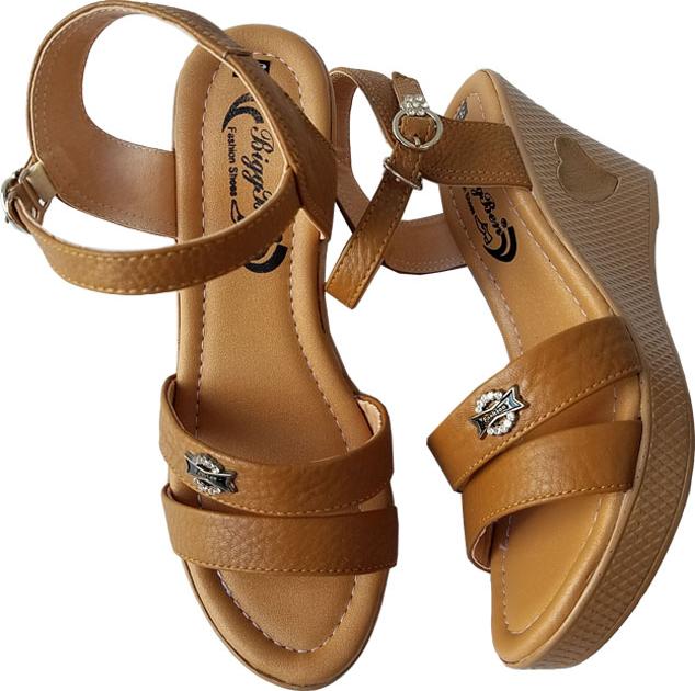 Giày Sandal Nữ Đế Xuồng BIGGBEN Da Bò Thật SDX18