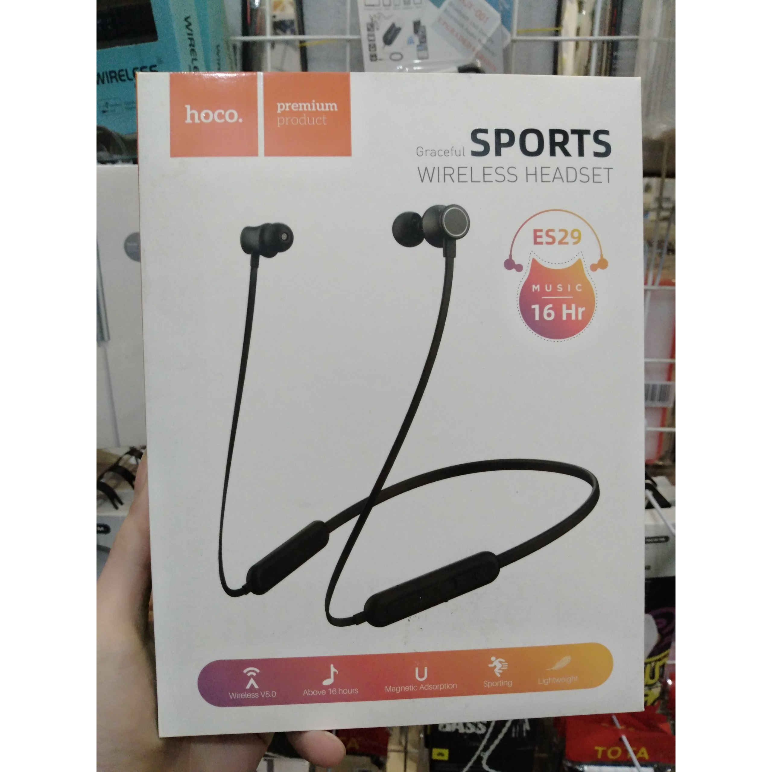 Tai nghe Bluetooth v5.0 đeo cổ HOCO ES29 kiểu dáng thể thao Pin trâu 16 Tiếng - chống ồn tốt - Âm thanh cực hay - Hàng chính hãng