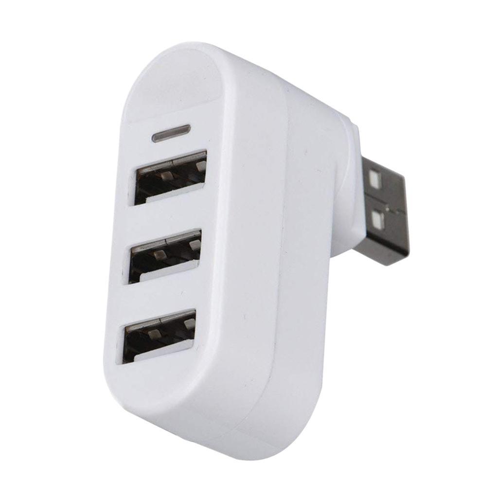 2x Rotatable 3 Ports USB 3.0 HUB + 2 USB 2.0 Adapter Splitter White