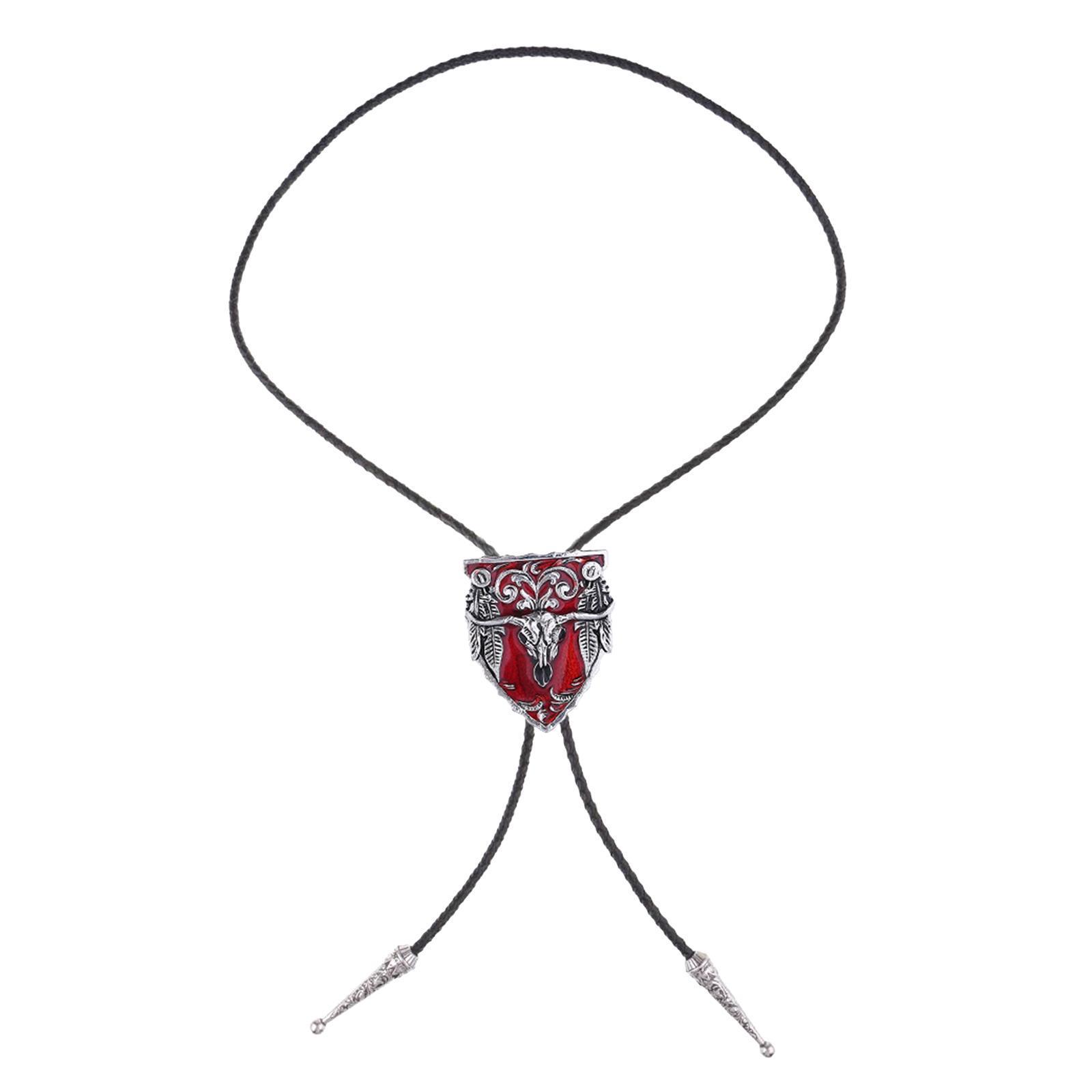 Mens Bolo Tie Necklace Pendant Fancy Charm Jewelry Fashion Accessory Black