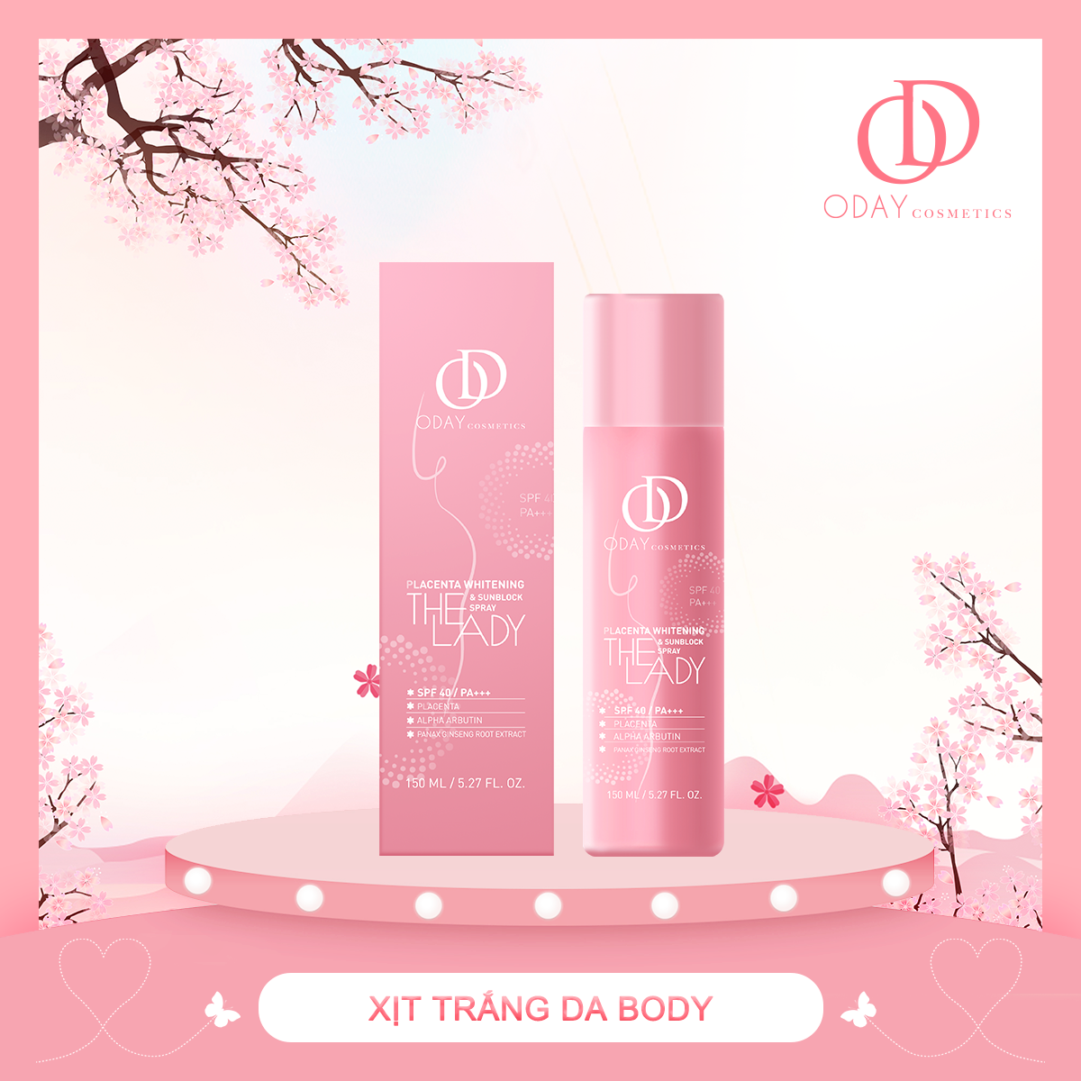 The Lady – Xịt chống nắng và dưỡng sáng da toàn thân - Oday Cosmetics