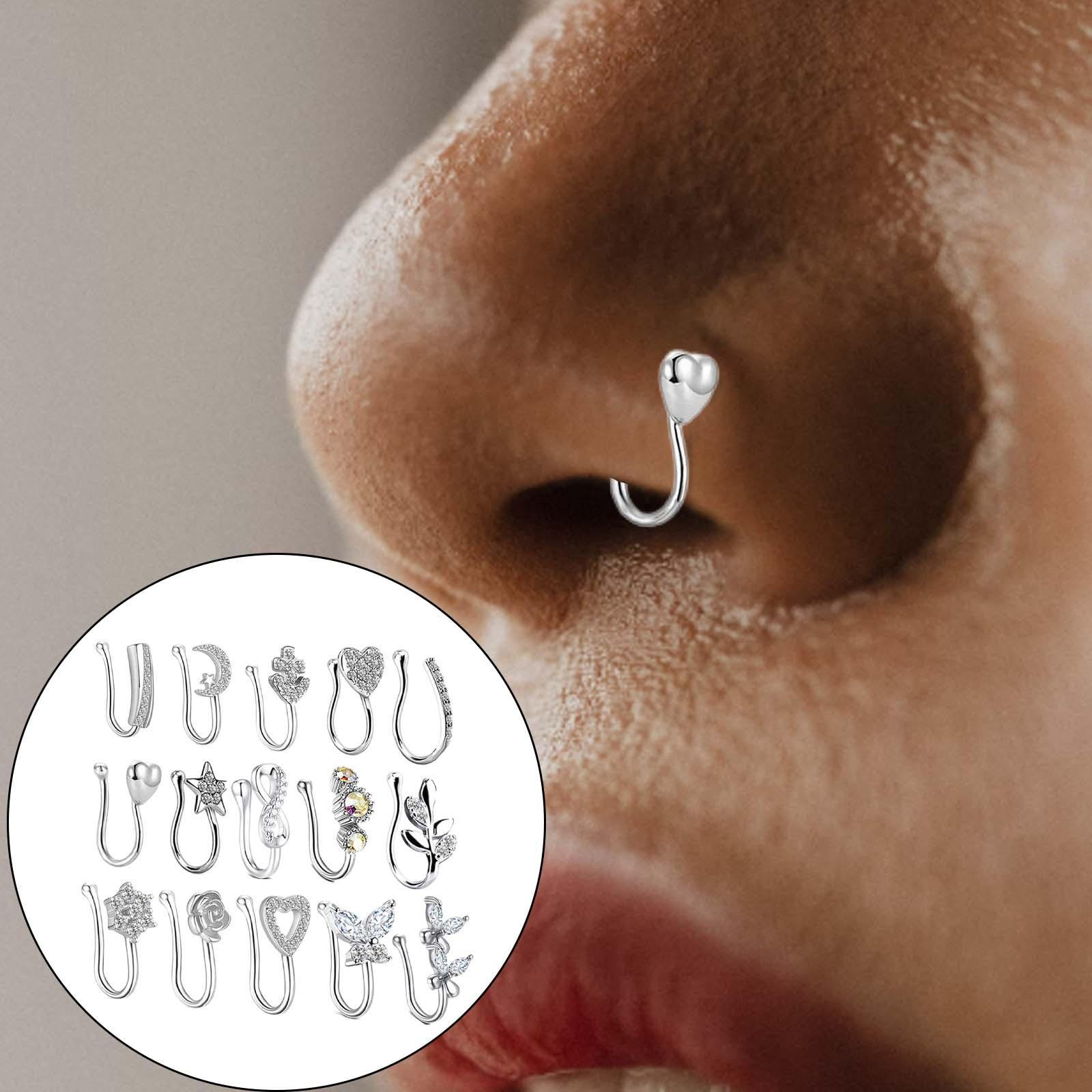 18 Pieces Fake Nose Rings Nose Clip Body Jewelry Gifts Fashion