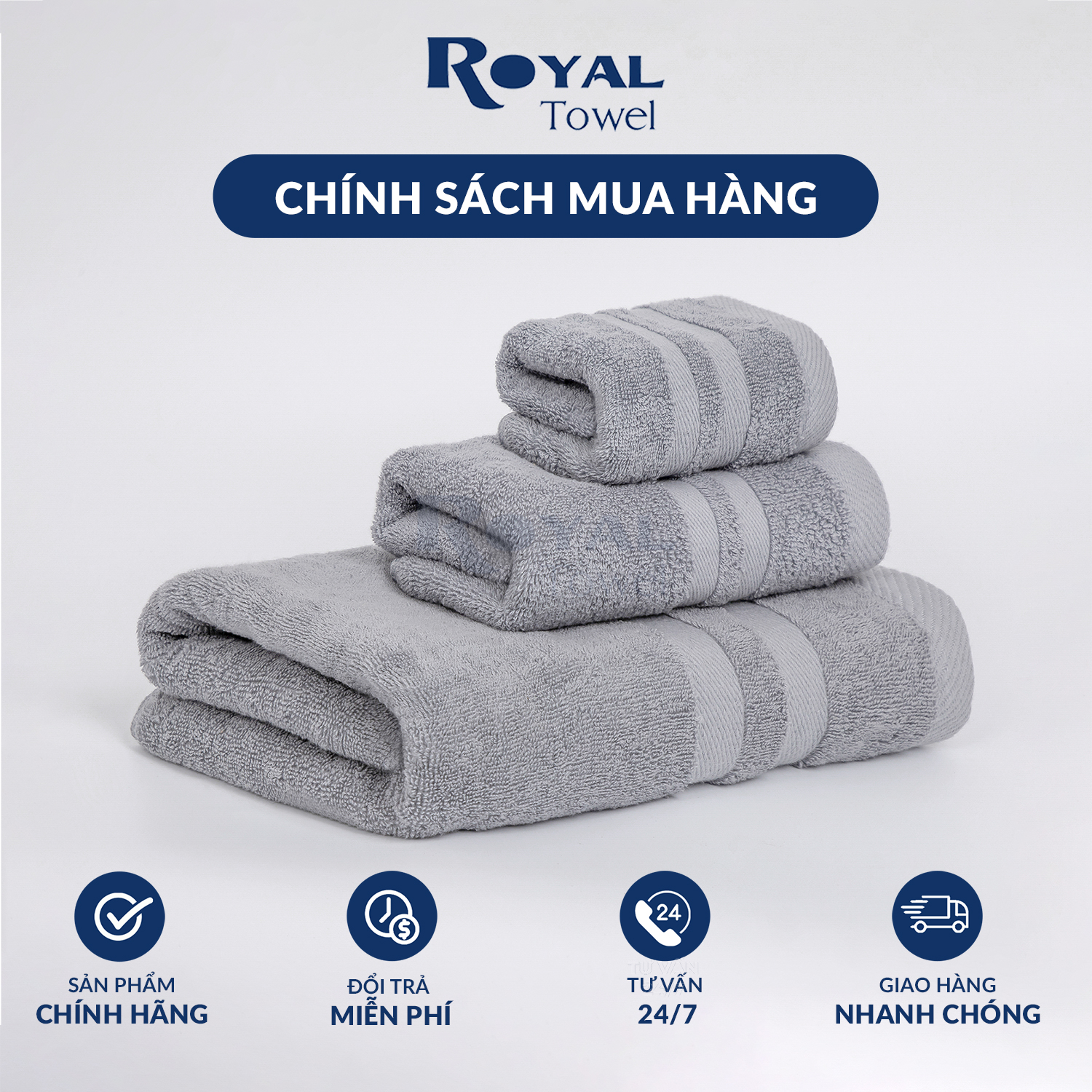 Khăn Tắm Gội Đầu Lau Mặt ROYAL TOWEL Dùng Cho Gia Đình Spa Khách Sạn 100% Cotton Thấm Hút Không Ra Màu