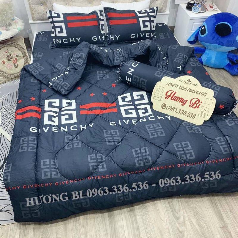 Trọn bộ 5 món ga gối chăn phao poly cotton có ruột bông dày loại 1
