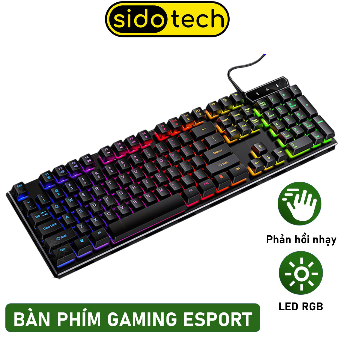 Bàn Phím Máy Tính Gaming RGB SIDOTECH V4 Dòng Bàn Phím Có Dây Chơi Game Chuyên Nghiệp Chế Độ LED RGB Cầu Vồng, Chống Nước, Gõ Phím Nhanh Chính Xác Thuộc Loại Bàn Phím Máy Tính Văn Phòng Gaming Esport Giá Rẻ - Hàng Chính Hãng