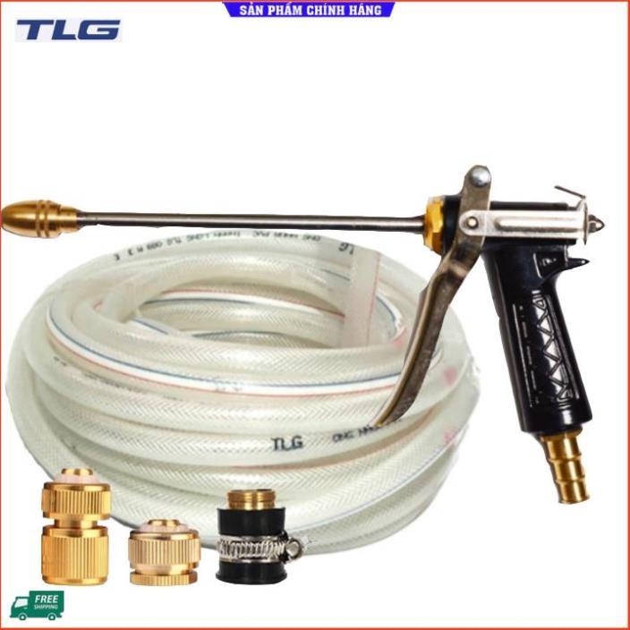 Rửa xe tưới cây Bộ dây và vòi xịt tăng áp lực nước 300% loại 30m cút đồng,nối đồng 206318