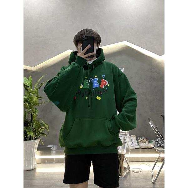 Hoodie xanh ve chai hoodie nỉ ngoại dày dặn in nhiều hoạ tiết